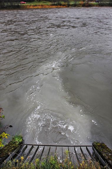 Forurenser: Ved å delvis åpne Fredlybekken og legge kloakken og overflatevannet i separate rør, vil forurensningen til Nidelva avta. Her er Fredlybekkens utløp i Nidelva ved Sluppen.
(Foto: Glen Musk, Adresseavisen)